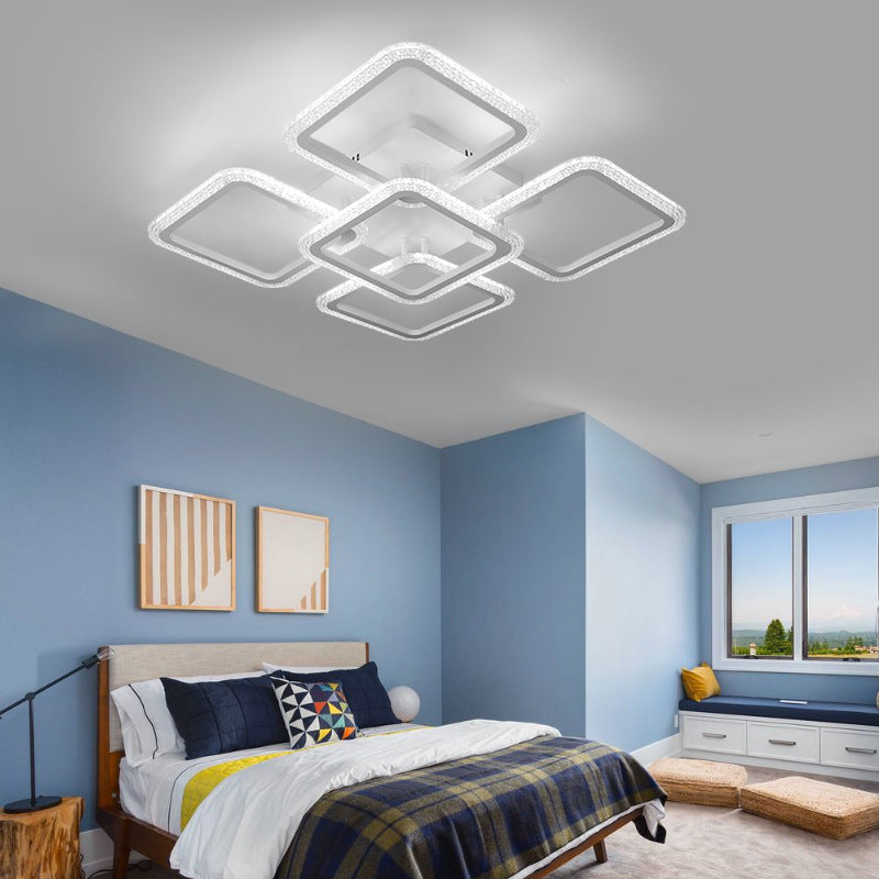 Moderne minimalistische LED-Deckenleuchte aus Eisen und Acryl im quadratischen Design für Schlafzimmer und Wohnzimmer 