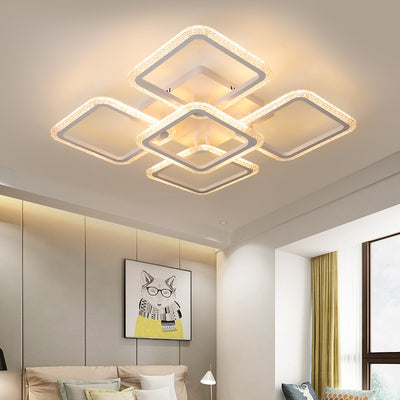 Moderne minimalistische LED-Deckenleuchte aus Eisen und Acryl im quadratischen Design für Schlafzimmer und Wohnzimmer 
