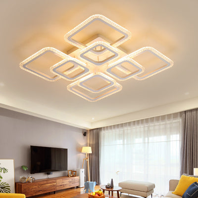 Moderne minimalistische LED-Deckenleuchte aus Eisen und Acryl im quadratischen Design für Schlafzimmer und Wohnzimmer 