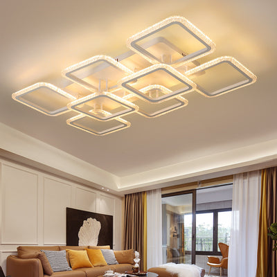 Moderne minimalistische LED-Deckenleuchte aus Eisen und Acryl im quadratischen Design für Schlafzimmer und Wohnzimmer 