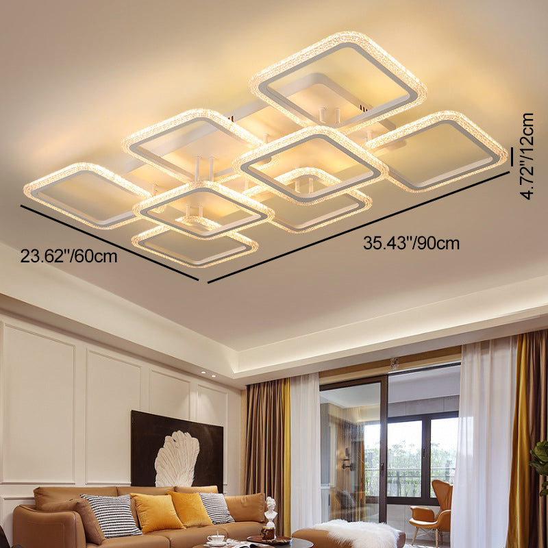 Moderne minimalistische LED-Deckenleuchte aus Eisen und Acryl im quadratischen Design für Schlafzimmer und Wohnzimmer 