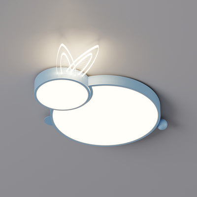 Lustre Plafonnier LED en Fer Créatif Contemporain et Acrylique en Forme de Lapin pour Chambre d'Enfants et Salon 