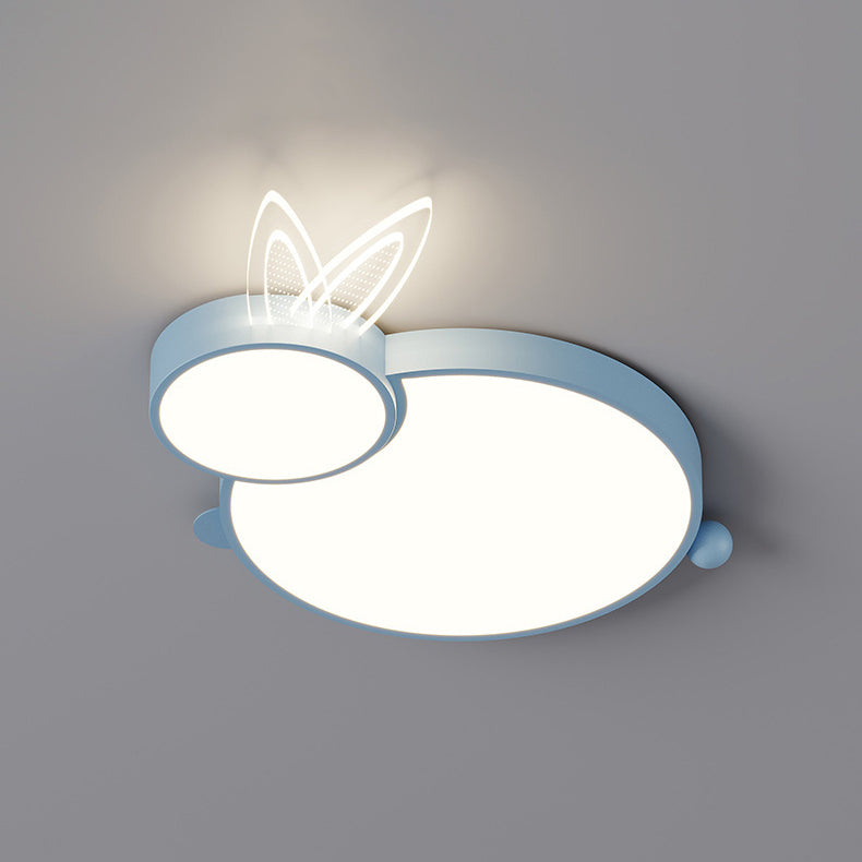 Lustre Plafonnier LED en Fer Créatif Contemporain et Acrylique en Forme de Lapin pour Chambre d&