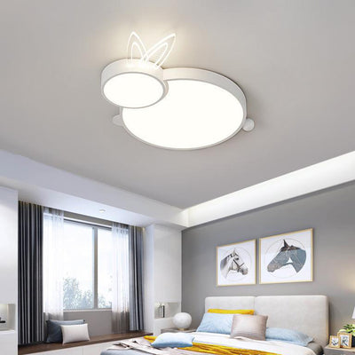 Lustre Plafonnier LED en Fer Créatif Contemporain et Acrylique en Forme de Lapin pour Chambre d'Enfants et Salon 