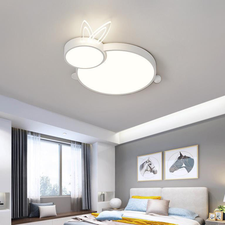 Lustre Plafonnier LED en Fer Créatif Contemporain et Acrylique en Forme de Lapin pour Chambre d&