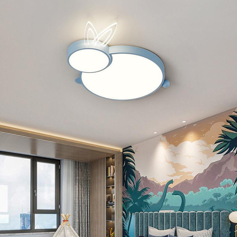 Lustre Plafonnier LED en Fer Créatif Contemporain et Acrylique en Forme de Lapin pour Chambre d&