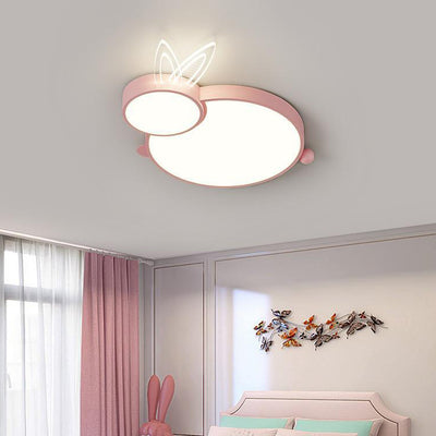 Lustre Plafonnier LED en Fer Créatif Contemporain et Acrylique en Forme de Lapin pour Chambre d'Enfants et Salon 