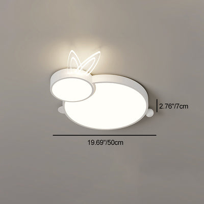 Lustre Plafonnier LED en Fer Créatif Contemporain et Acrylique en Forme de Lapin pour Chambre d'Enfants et Salon 