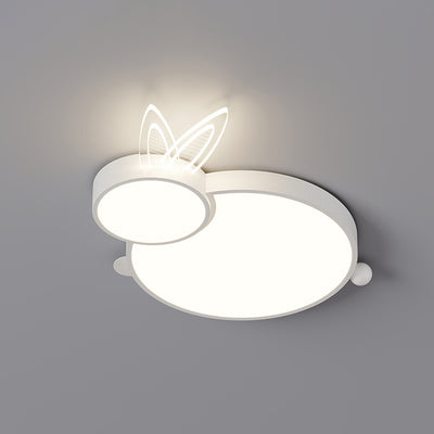 Lustre Plafonnier LED en Fer Créatif Contemporain et Acrylique en Forme de Lapin pour Chambre d'Enfants et Salon 