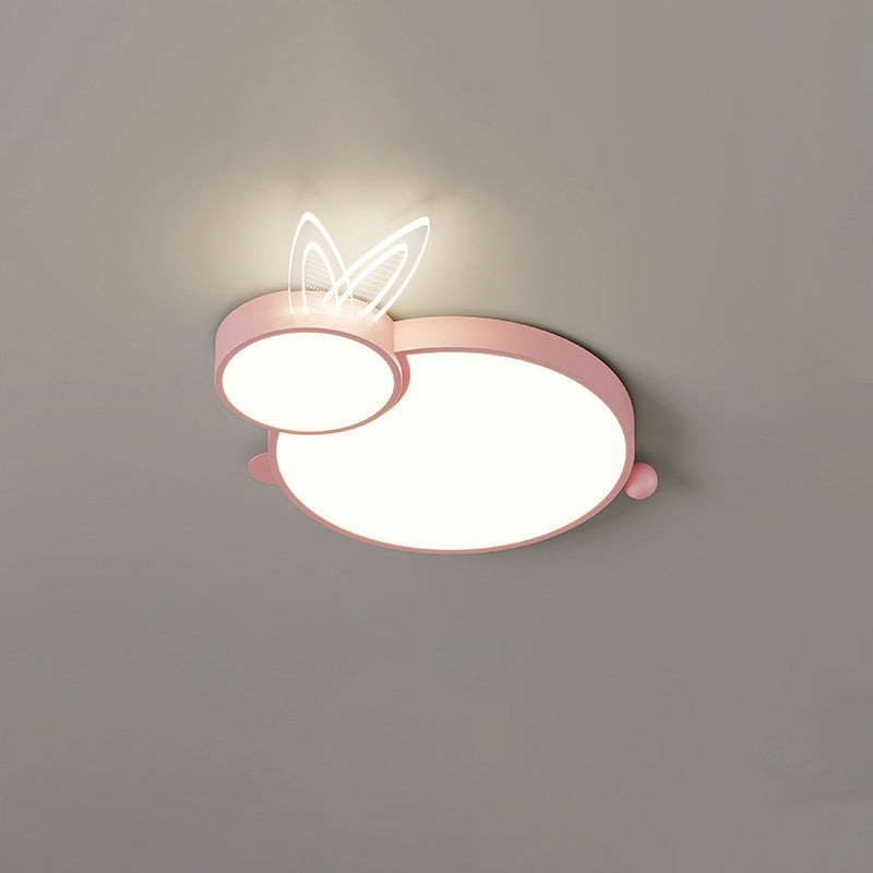 Lustre Plafonnier LED en Fer Créatif Contemporain et Acrylique en Forme de Lapin pour Chambre d&