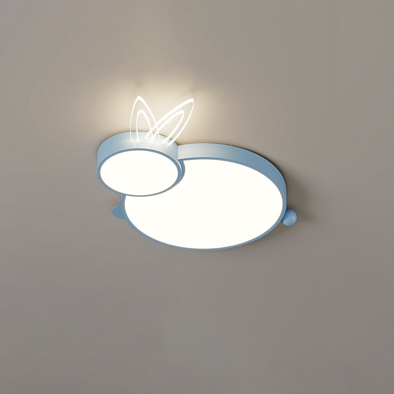 Lustre Plafonnier LED en Fer Créatif Contemporain et Acrylique en Forme de Lapin pour Chambre d&
