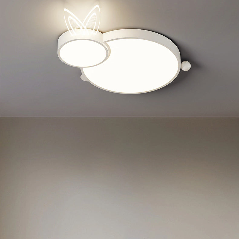 Lustre Plafonnier LED en Fer Créatif Contemporain et Acrylique en Forme de Lapin pour Chambre d&