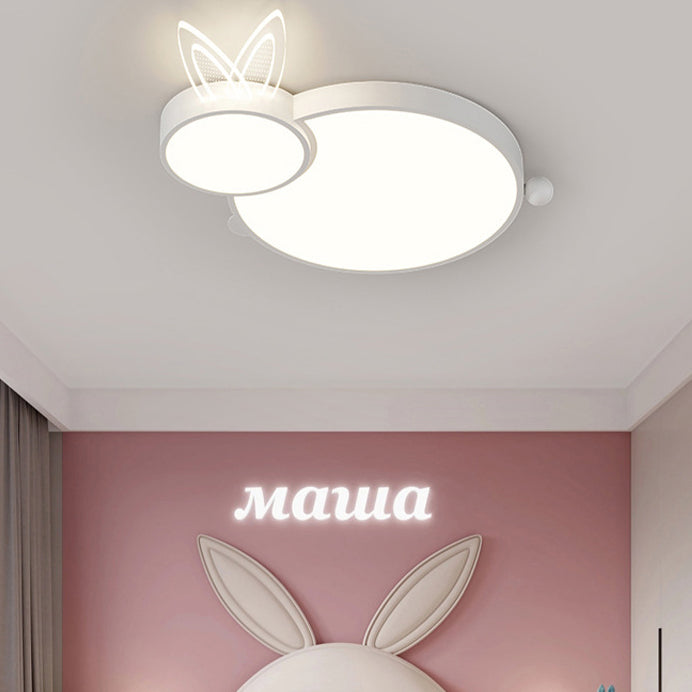 Lustre Plafonnier LED en Fer Créatif Contemporain et Acrylique en Forme de Lapin pour Chambre d&