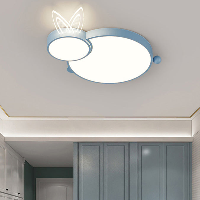 Lustre Plafonnier LED en Fer Créatif Contemporain et Acrylique en Forme de Lapin pour Chambre d&