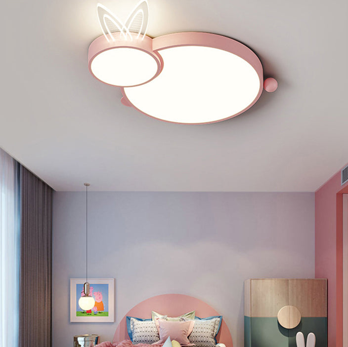Lustre Plafonnier LED en Fer Créatif Contemporain et Acrylique en Forme de Lapin pour Chambre d&