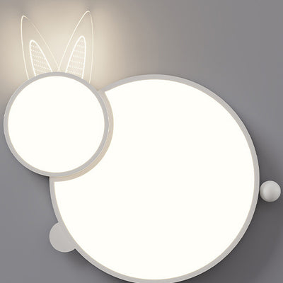 Lustre Plafonnier LED en Fer Créatif Contemporain et Acrylique en Forme de Lapin pour Chambre d'Enfants et Salon 