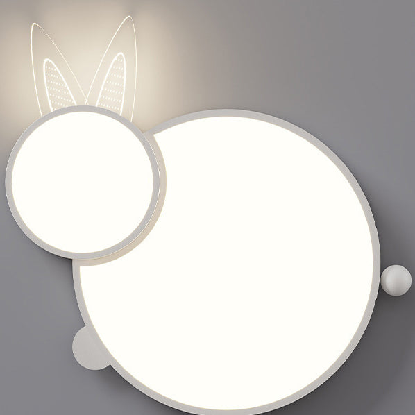 Lustre Plafonnier LED en Fer Créatif Contemporain et Acrylique en Forme de Lapin pour Chambre d&