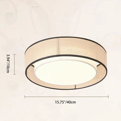 Traditionelle japanische Legierung, Pflanzenfaser & Acryl Runde LED-Deckenleuchte für Schlafzimmer, Wohnzimmer & Esszimmer 