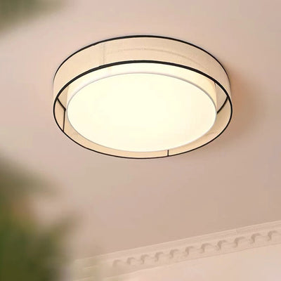 Traditionelle japanische Legierung, Pflanzenfaser & Acryl Runde LED-Deckenleuchte für Schlafzimmer, Wohnzimmer & Esszimmer 