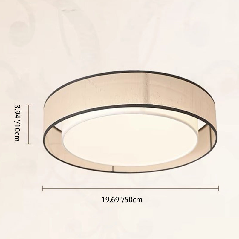 Traditionelle japanische Legierung, Pflanzenfaser & Acryl Runde LED-Deckenleuchte für Schlafzimmer, Wohnzimmer & Esszimmer 