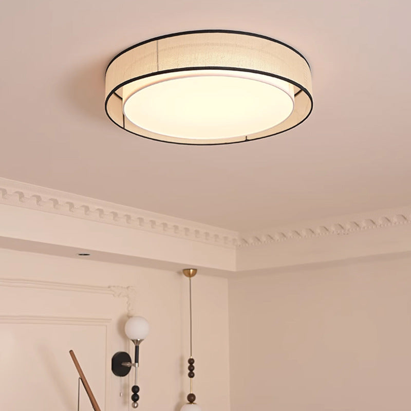 Traditionelle japanische Legierung, Pflanzenfaser & Acryl Runde LED-Deckenleuchte für Schlafzimmer, Wohnzimmer & Esszimmer 