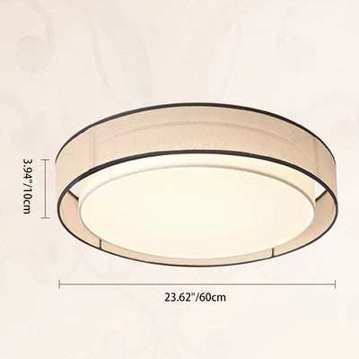 Traditionelle japanische Legierung, Pflanzenfaser & Acryl Runde LED-Deckenleuchte für Schlafzimmer, Wohnzimmer & Esszimmer 