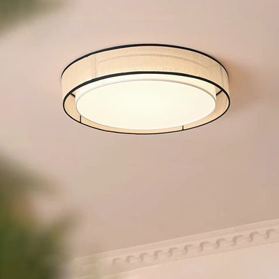 Traditionelle japanische Legierung, Pflanzenfaser & Acryl Runde LED-Deckenleuchte für Schlafzimmer, Wohnzimmer & Esszimmer 