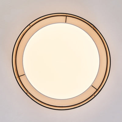 Traditionelle japanische Legierung, Pflanzenfaser & Acryl Runde LED-Deckenleuchte für Schlafzimmer, Wohnzimmer & Esszimmer 