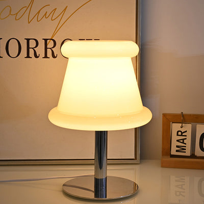Moderne minimalistische Metall- und Glas-Rund-1-Licht-USB-Tischlampe für Schlafzimmer und Wohnzimmer 