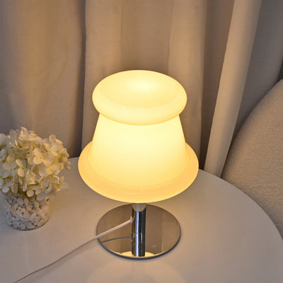 Moderne minimalistische Metall- und Glas-Rund-1-Licht-USB-Tischlampe für Schlafzimmer und Wohnzimmer 
