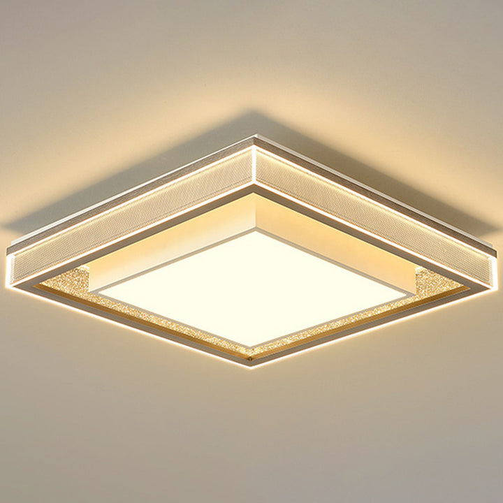 Modern Minimalist Iron Aluminum Acrylic Geometric LED Flush Mount Ceiling Light For Bedroom And Living Room