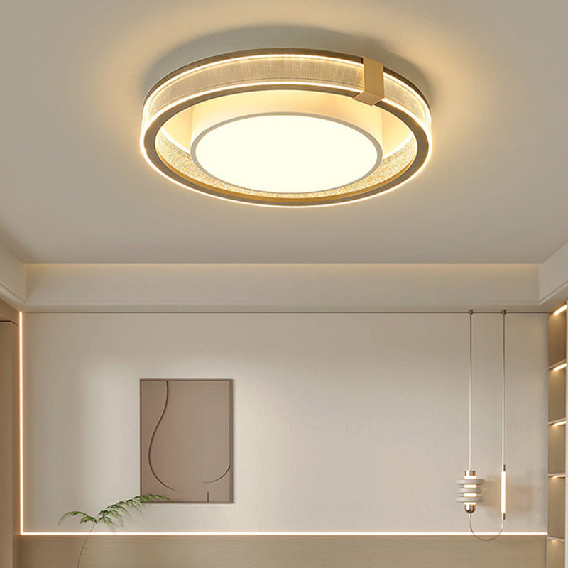 Modern Minimalist Iron Aluminum Acrylic Geometric LED Flush Mount Ceiling Light For Bedroom And Living Room