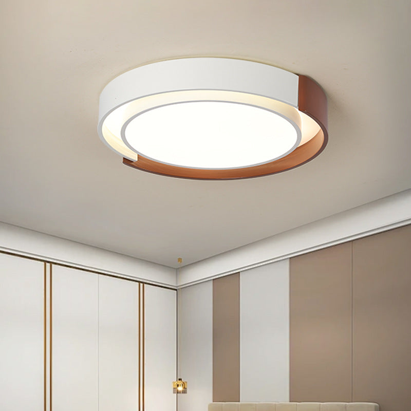 Plafonnier LED Rond en Métal Minimaliste Moderne pour Chambre et Salon 