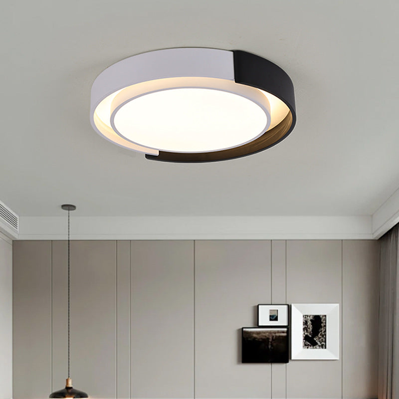 Plafonnier LED Rond en Métal Minimaliste Moderne pour Chambre et Salon 