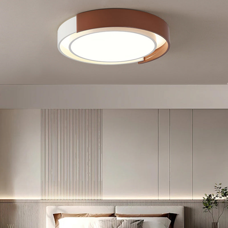 Plafonnier LED Rond en Métal Minimaliste Moderne pour Chambre et Salon 