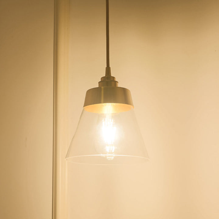 Zeitgenössische Nordische Messing Glas Kegelförmige 1-Licht Pendelleuchte Für Schlafzimmer, Wohnzimmer Und Esszimmer 