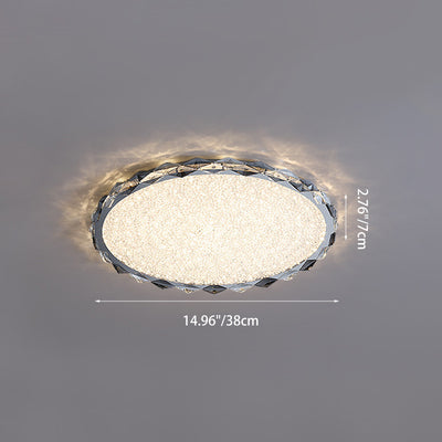 Lustre de plafond LED rond en cristal et métal moderne pour chambre et salon 