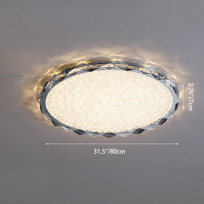 Lustre de plafond LED rond en cristal et métal moderne pour chambre et salon 