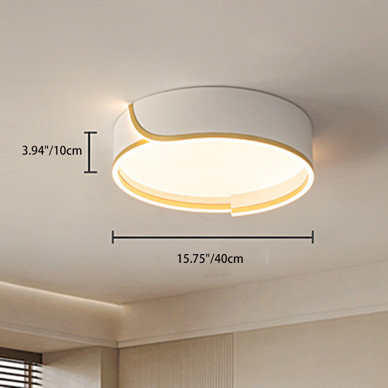 Contemporary Nordic Iron Aluminum &amp; PC Geometric LED Flush Mount Ceiling Light For Bedroom &amp; Living Room