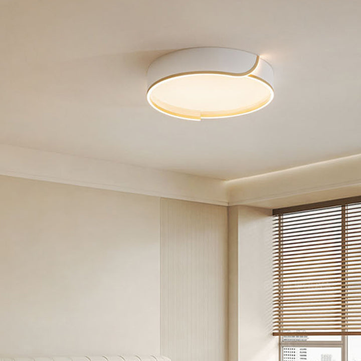 Contemporary Nordic Iron Aluminum &amp; PC Geometric LED Flush Mount Ceiling Light For Bedroom &amp; Living Room