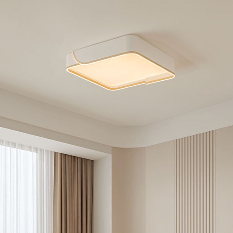 Contemporary Nordic Iron Aluminum &amp; PC Geometric LED Flush Mount Ceiling Light For Bedroom &amp; Living Room