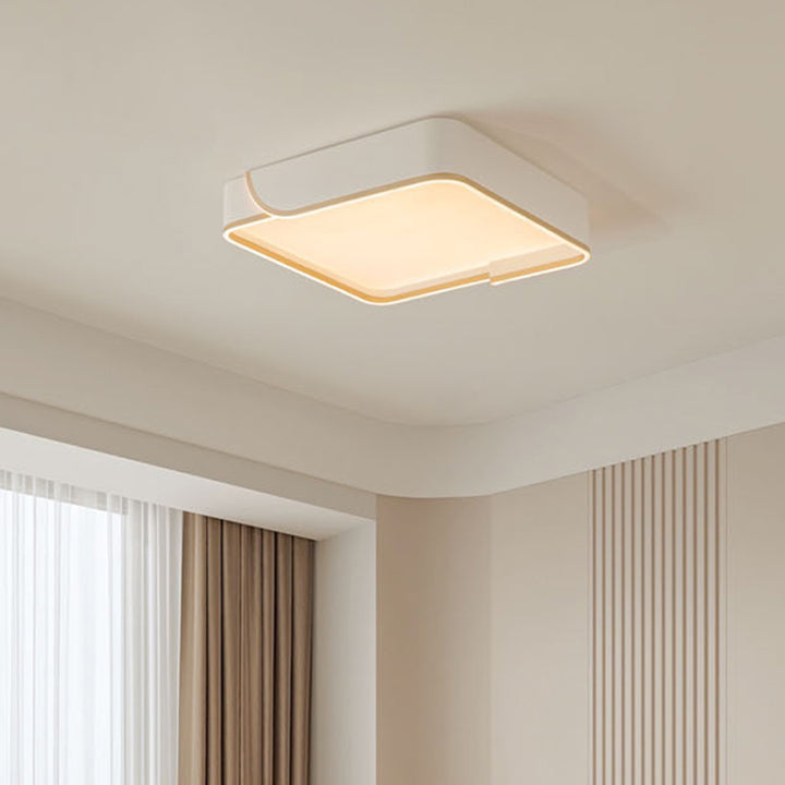 Contemporary Nordic Iron Aluminum &amp; PC Geometric LED Flush Mount Ceiling Light For Bedroom &amp; Living Room