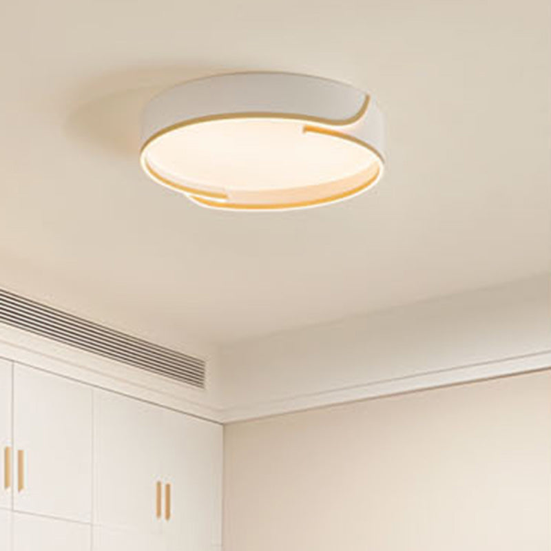 Contemporary Nordic Iron Aluminum &amp; PC Geometric LED Flush Mount Ceiling Light For Bedroom &amp; Living Room