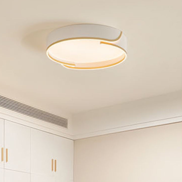 Contemporary Nordic Iron Aluminum &amp; PC Geometric LED Flush Mount Ceiling Light For Bedroom &amp; Living Room