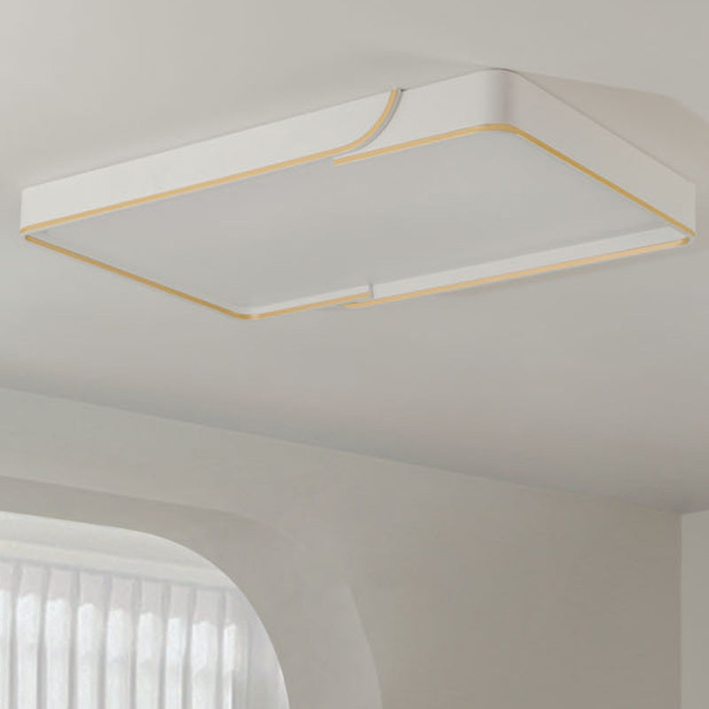 Contemporary Nordic Iron Aluminum &amp; PC Geometric LED Flush Mount Ceiling Light For Bedroom &amp; Living Room
