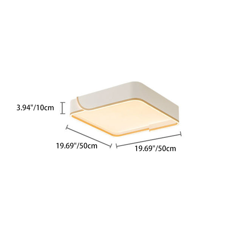 Contemporary Nordic Iron Aluminum &amp; PC Geometric LED Flush Mount Ceiling Light For Bedroom &amp; Living Room