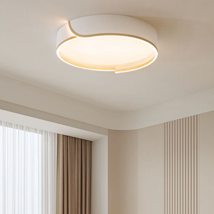 Contemporary Nordic Iron Aluminum &amp; PC Geometric LED Flush Mount Ceiling Light For Bedroom &amp; Living Room