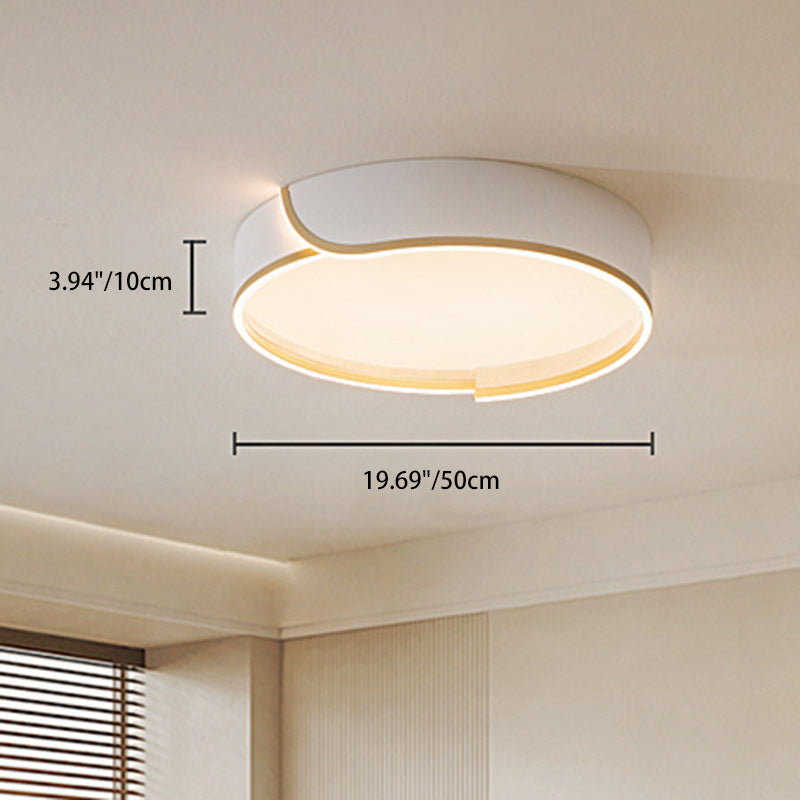 Contemporary Nordic Iron Aluminum &amp; PC Geometric LED Flush Mount Ceiling Light For Bedroom &amp; Living Room