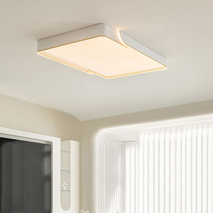 Contemporary Nordic Iron Aluminum &amp; PC Geometric LED Flush Mount Ceiling Light For Bedroom &amp; Living Room