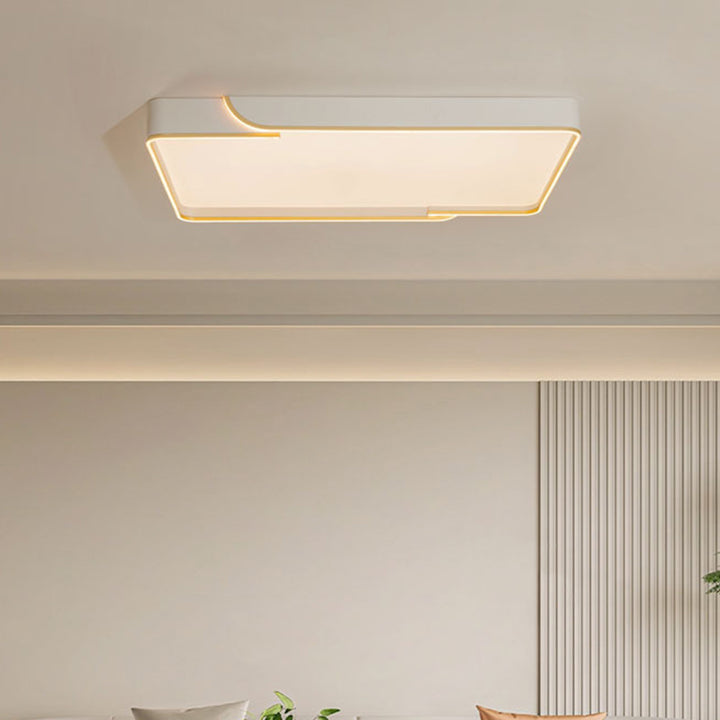 Contemporary Nordic Iron Aluminum &amp; PC Geometric LED Flush Mount Ceiling Light For Bedroom &amp; Living Room